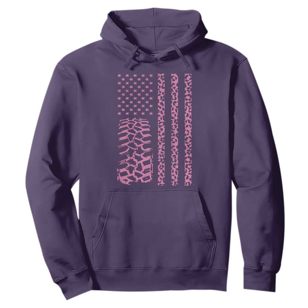 Off Road Car Wheel Pink Leopard Print American Flag Hoodie TS11 Purple Print Your Wear