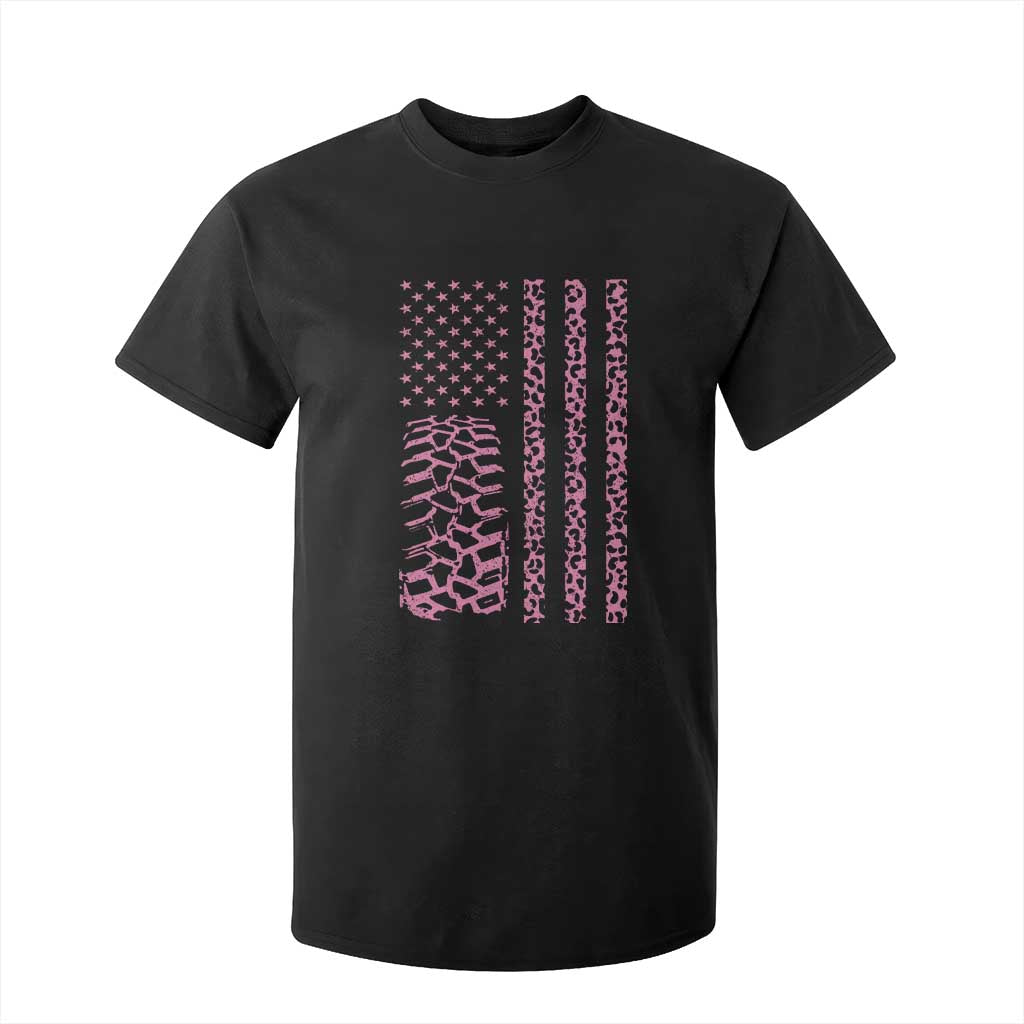 Off Road Car Wheel Pink Leopard Print American Flag T Shirt For Kid TS11 Black Print Your Wear