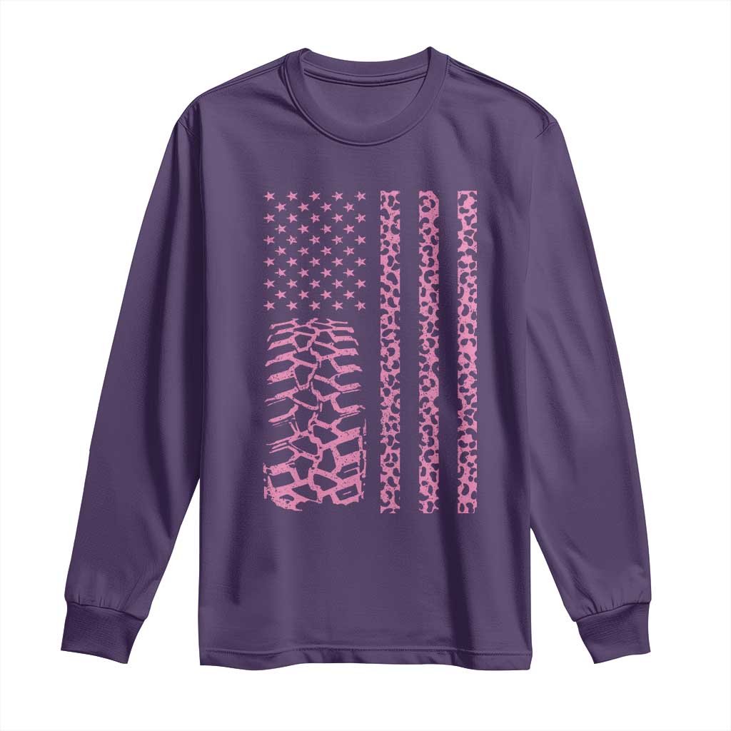 Off Road Car Wheel Pink Leopard Print American Flag Long Sleeve Shirt TS11 Purple Print Your Wear