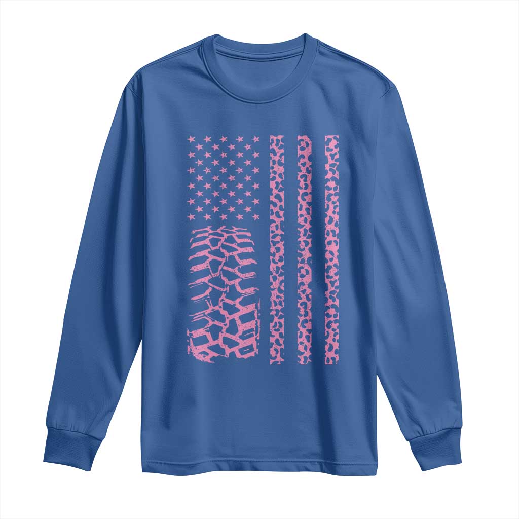 Off Road Car Wheel Pink Leopard Print American Flag Long Sleeve Shirt TS11 Royal Blue Print Your Wear