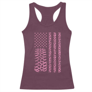 Off Road Car Wheel Pink Leopard Print American Flag Racerback Tank Top TS11 Maroon Print Your Wear
