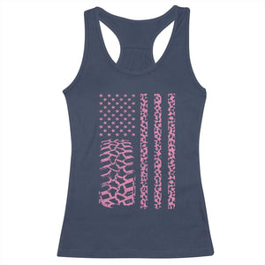 Off Road Car Wheel Pink Leopard Print American Flag Racerback Tank Top TS11 Navy Print Your Wear