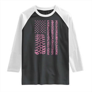 Off Road Car Wheel Pink Leopard Print American Flag Raglan Shirt TS11 Black White Print Your Wear