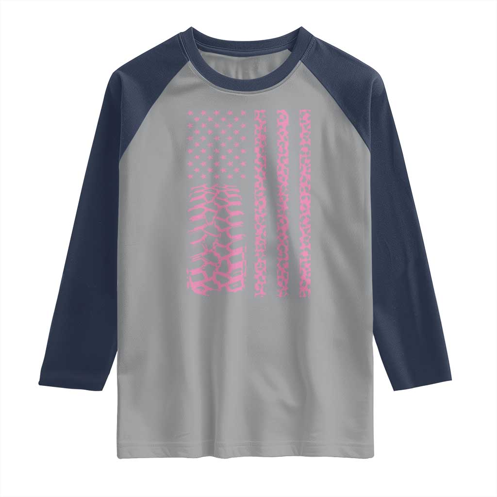 Off Road Car Wheel Pink Leopard Print American Flag Raglan Shirt TS11 Sport Gray Navy Print Your Wear