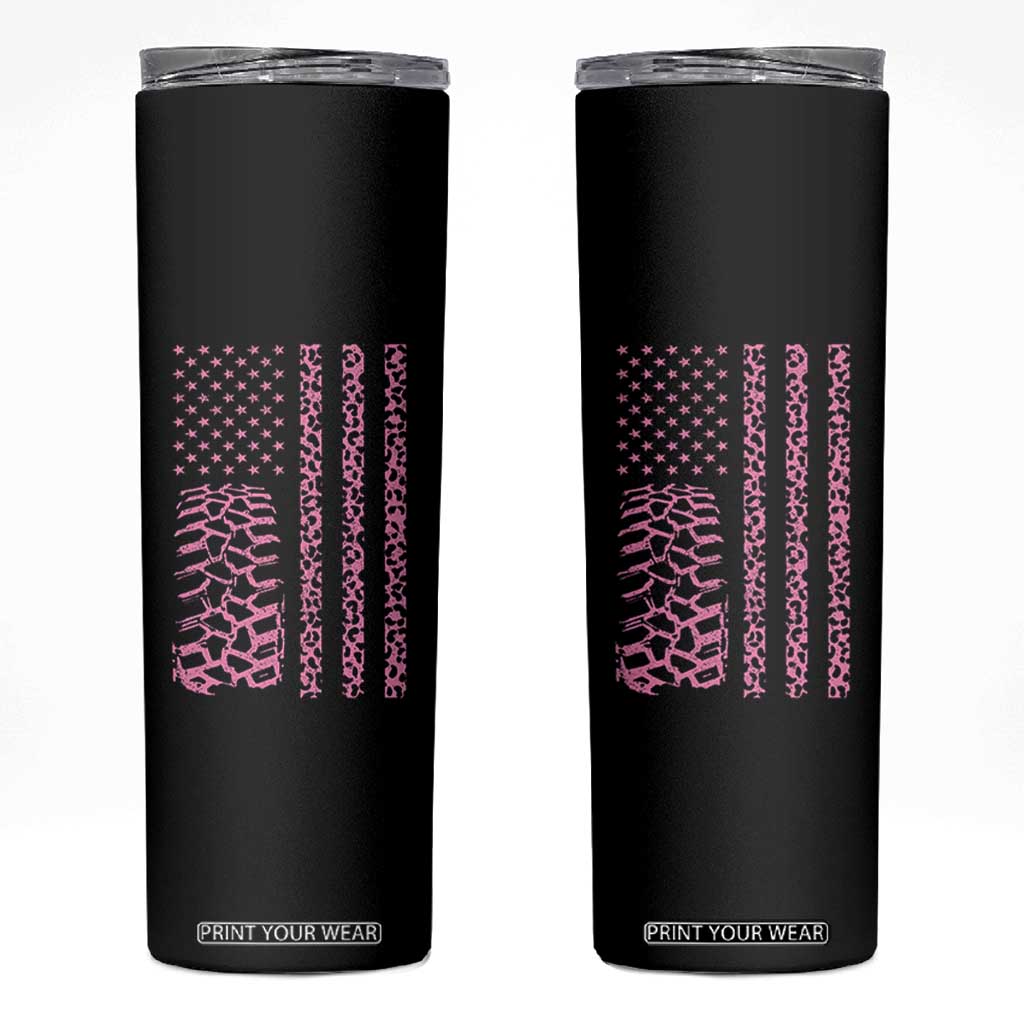 Off Road Car Wheel Pink Leopard Print American Flag Skinny Tumbler TS11 Black Print Your Wear
