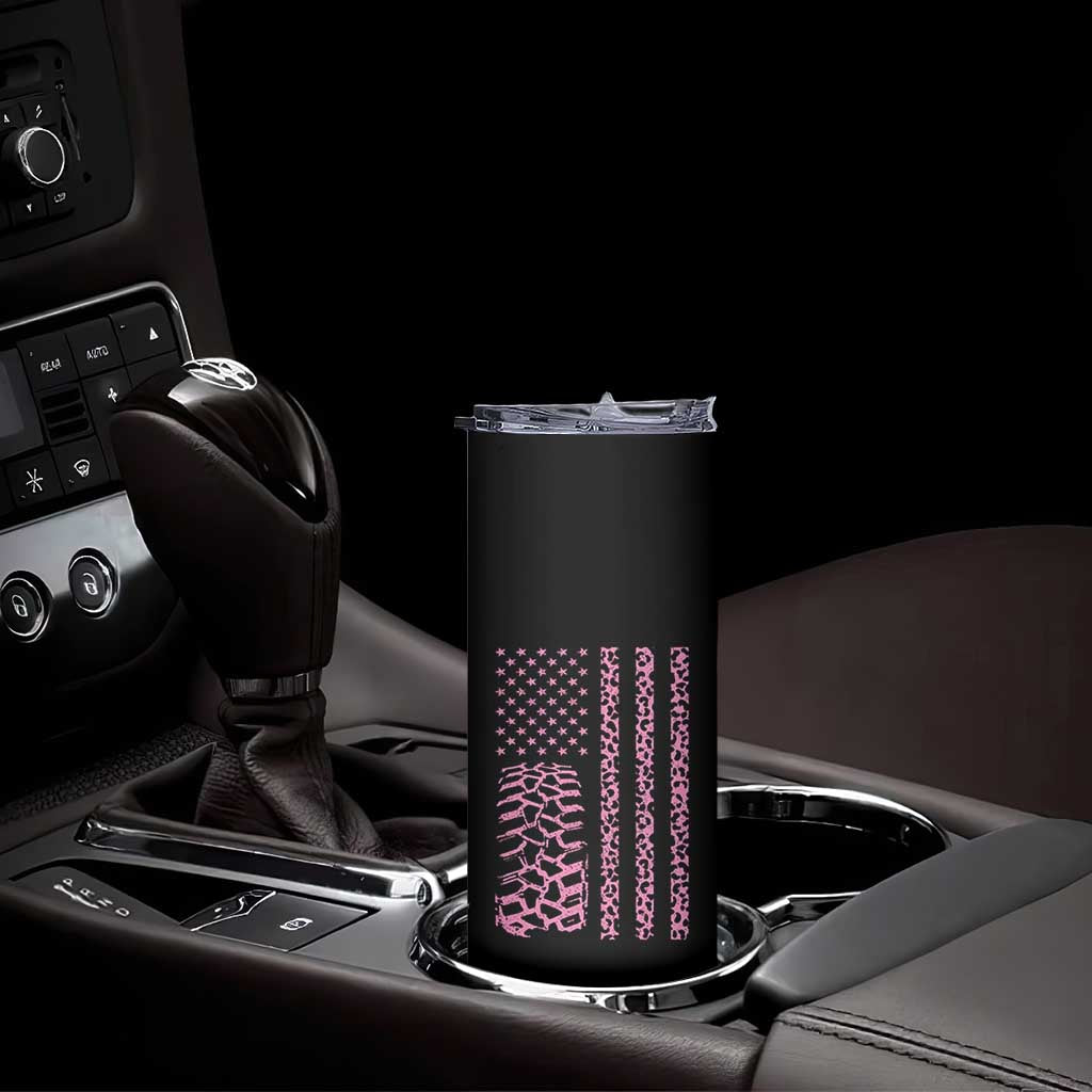 Off Road Car Wheel Pink Leopard Print American Flag Skinny Tumbler TS11 Print Your Wear