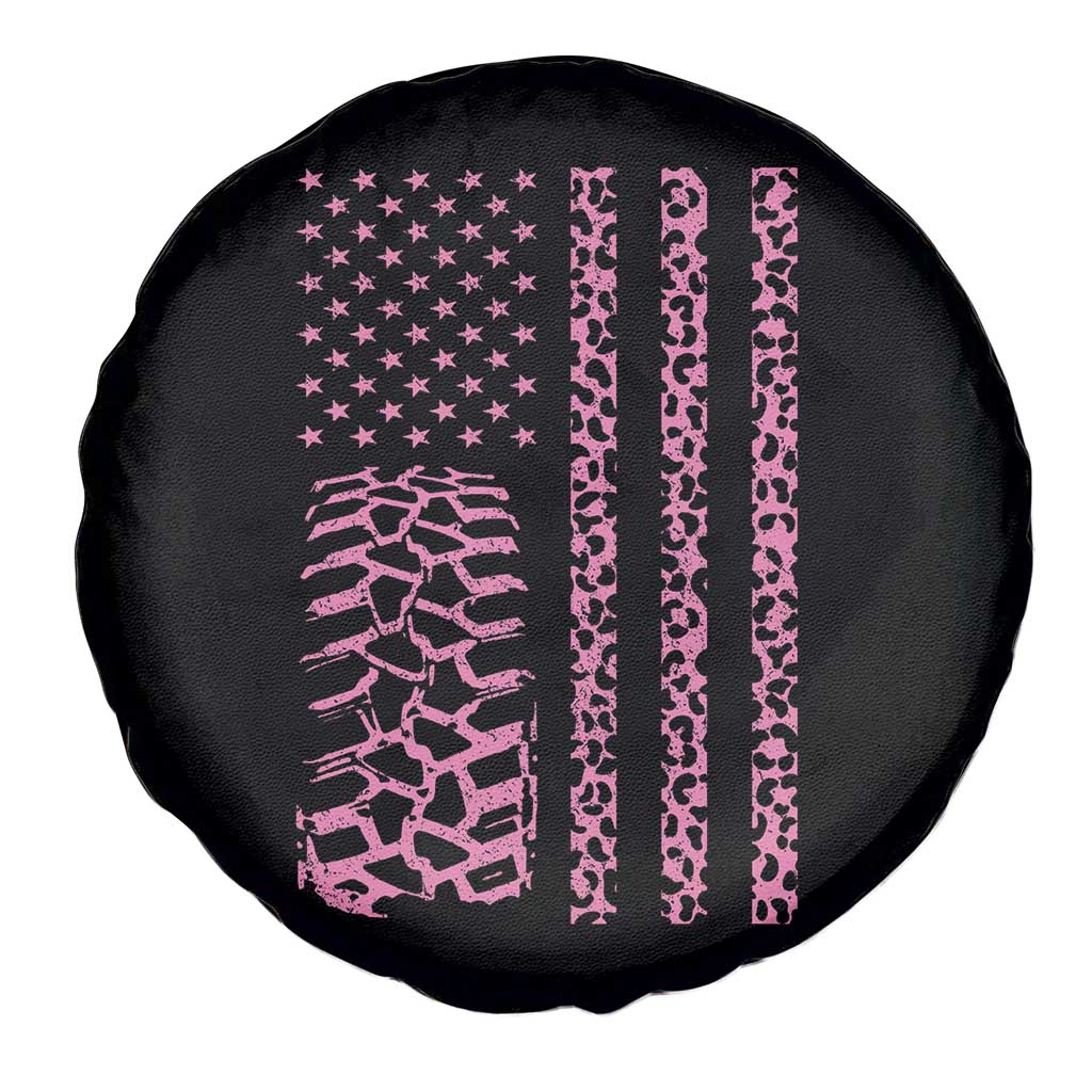 Off Road Car Wheel Pink Leopard Print American Flag Spare Tire Cover TS11 Print Your Wear