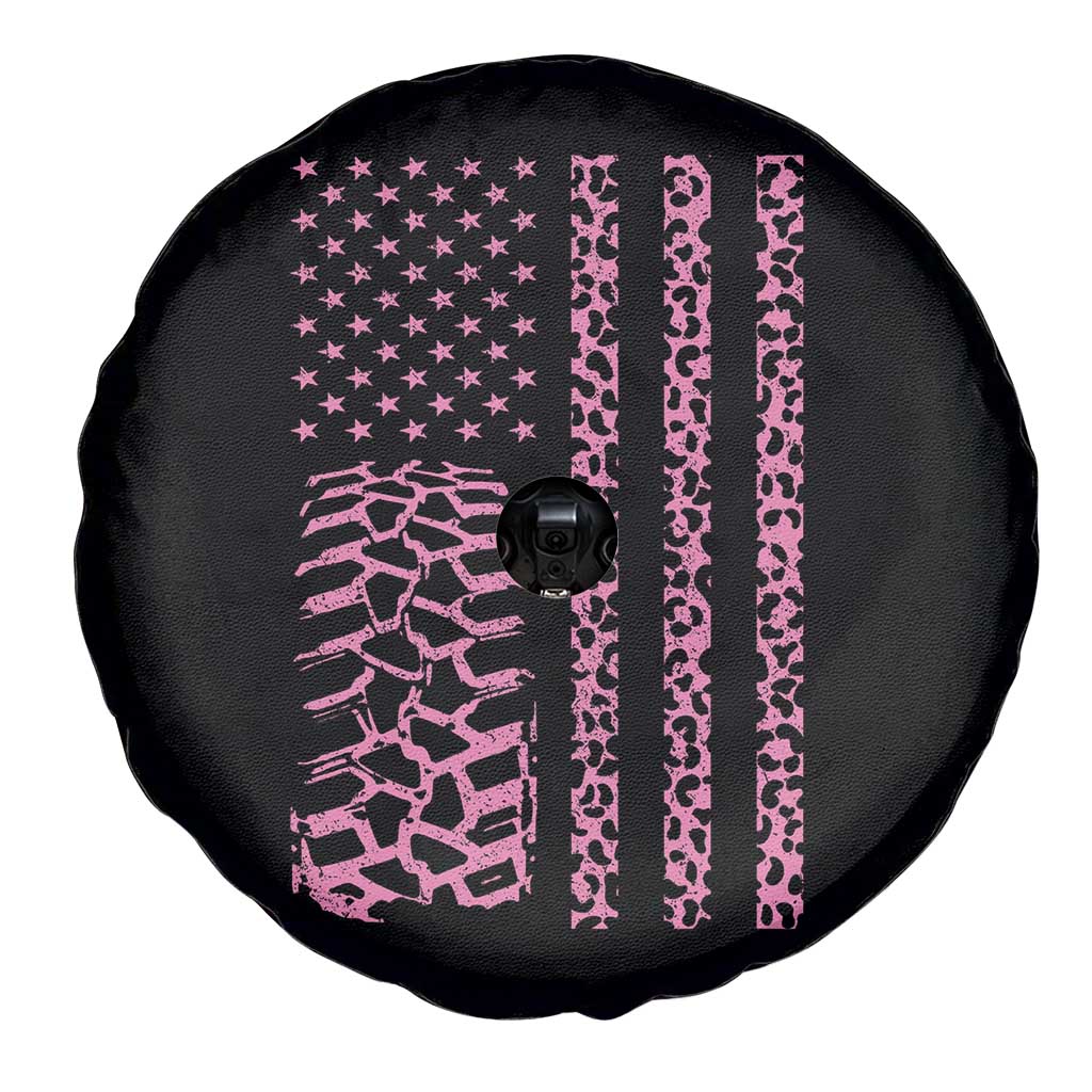 Off Road Car Wheel Pink Leopard Print American Flag Spare Tire Cover TS11 Print Your Wear