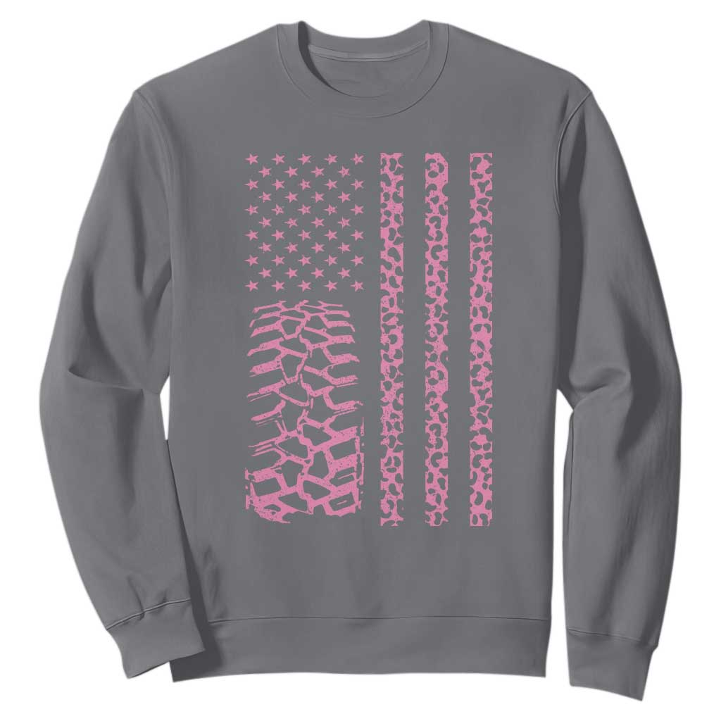 Off Road Car Wheel Pink Leopard Print American Flag Sweatshirt TS11 Charcoal Print Your Wear