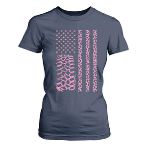 Off Road Car Wheel Pink Leopard Print American Flag T Shirt For Women TS11 Navy Print Your Wear