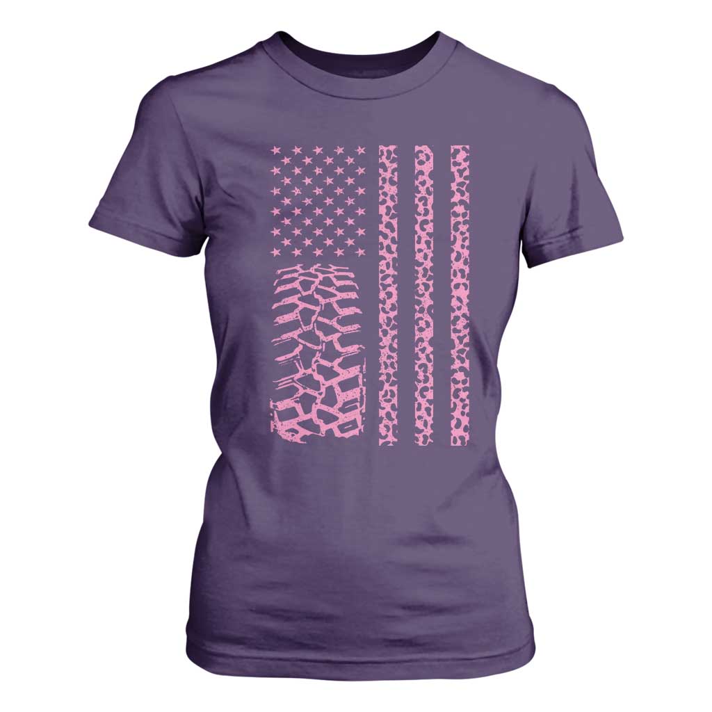 Off Road Car Wheel Pink Leopard Print American Flag T Shirt For Women TS11 Purple Print Your Wear