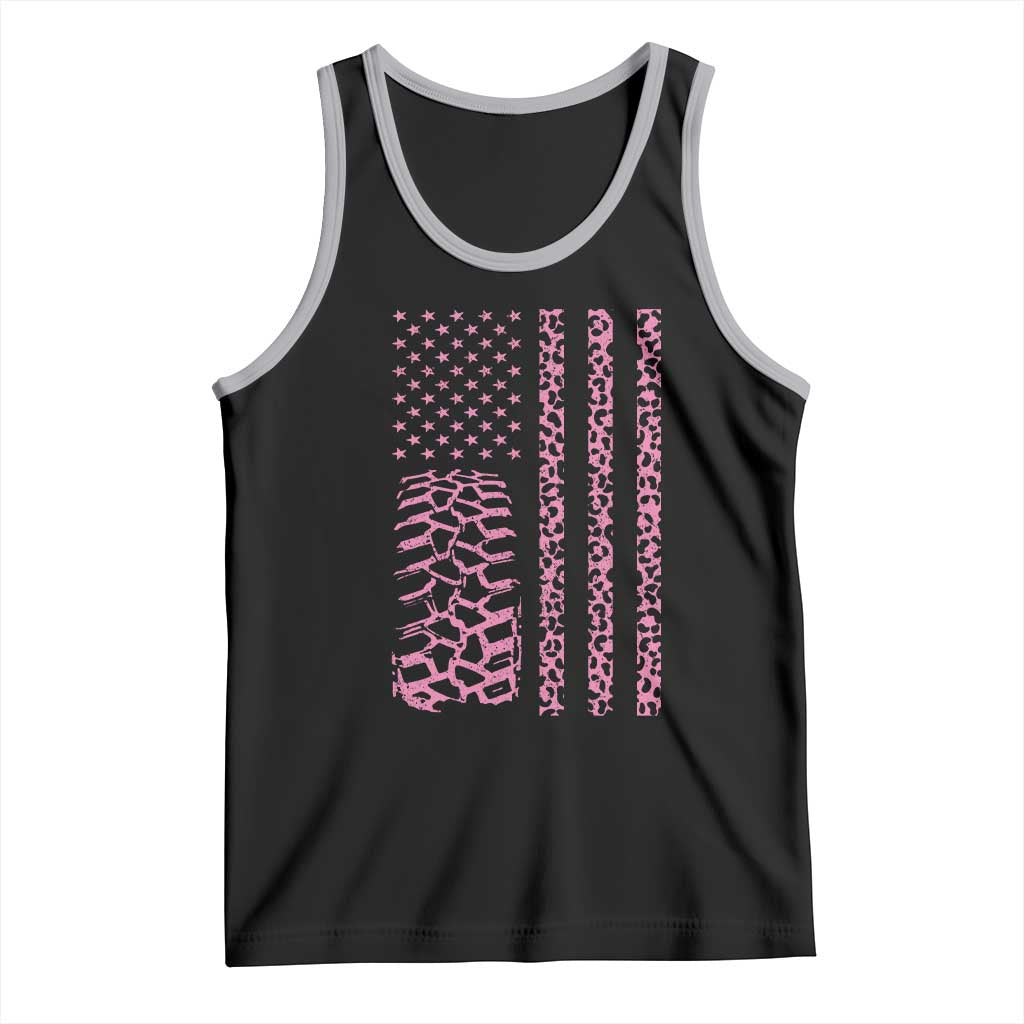 Off Road Car Wheel Pink Leopard Print American Flag Tank Top TS11 Black Athletic Heather Print Your Wear
