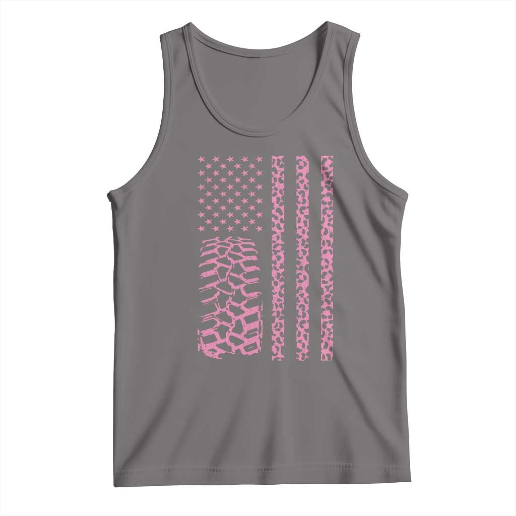 Off Road Car Wheel Pink Leopard Print American Flag Tank Top TS11 Deep Heather Print Your Wear