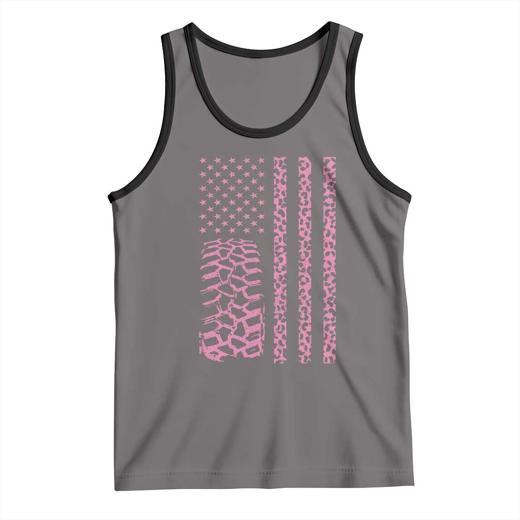 Off Road Car Wheel Pink Leopard Print American Flag Tank Top TS11 Deep Heather Black Print Your Wear