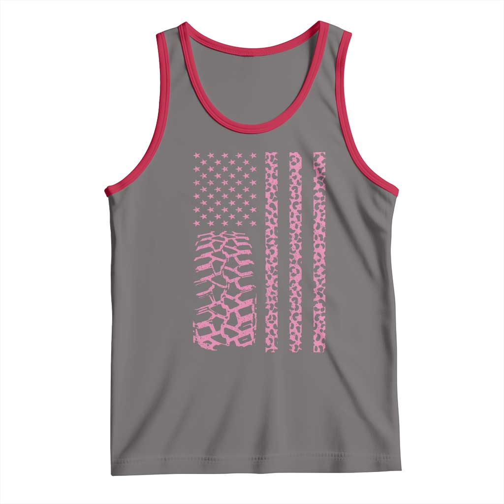 Off Road Car Wheel Pink Leopard Print American Flag Tank Top TS11 Deep Heather Red Print Your Wear