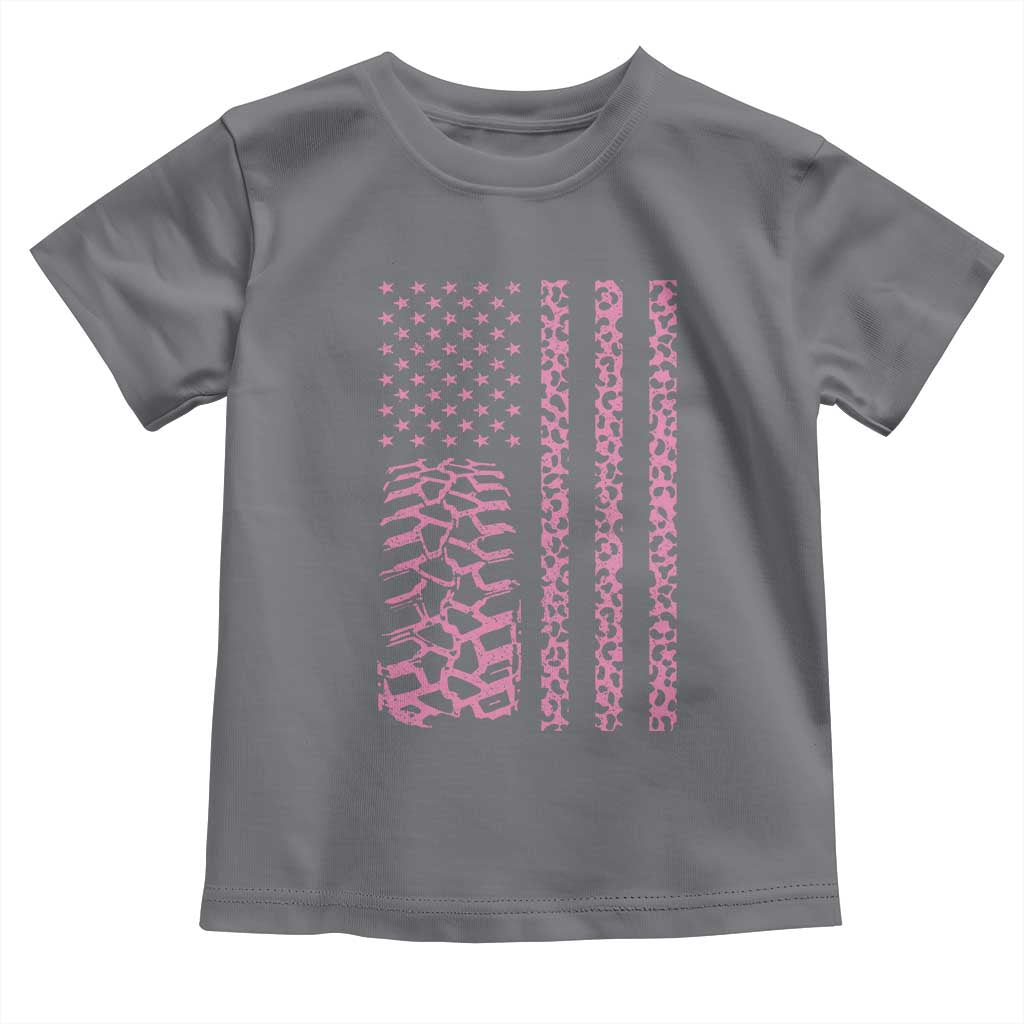Off Road Car Wheel Pink Leopard Print American Flag Toddler T Shirt TS11 Charcoal Print Your Wear
