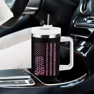 Off Road Car Wheel Pink Leopard Print American Flag Tumbler With Handle TS11 Print Your Wear
