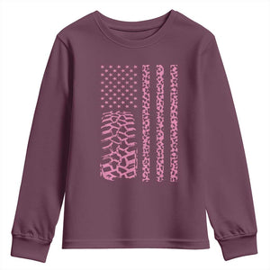 Off Road Car Wheel Pink Leopard Print American Flag Youth Sweatshirt TS11 Maroon Print Your Wear