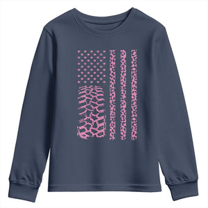 Off Road Car Wheel Pink Leopard Print American Flag Youth Sweatshirt TS11 Navy Print Your Wear