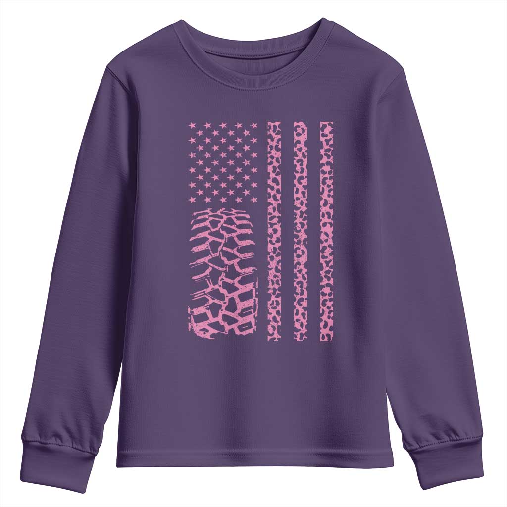Off Road Car Wheel Pink Leopard Print American Flag Youth Sweatshirt TS11 Purple Print Your Wear