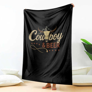 Funny Cowboy And Beer Throw Blanket Western Country Music Longhorn Skull TS11 Print Your Wear