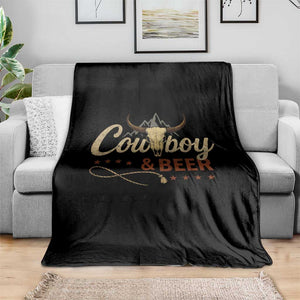 Funny Cowboy And Beer Throw Blanket Western Country Music Longhorn Skull TS11 Print Your Wear
