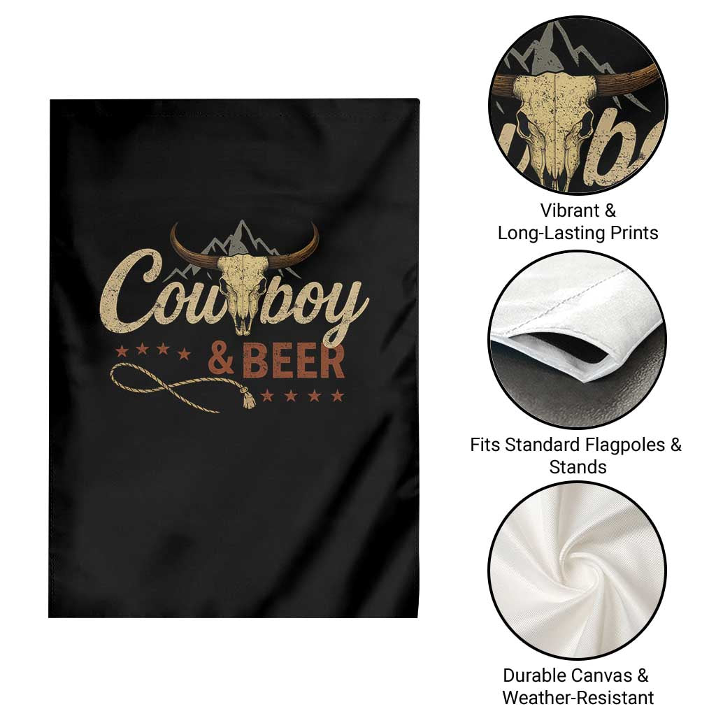 Funny Cowboy And Beer Garden Flag Western Country Music Longhorn Skull TS11 Print Your Wear