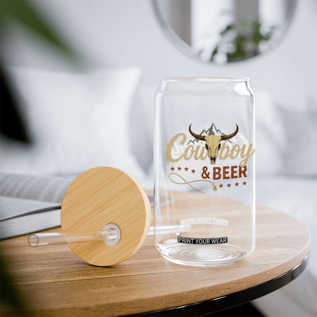 Funny Cowboy And Beer Glass Can Western Country Music Longhorn Skull TS11 Print Your Wear