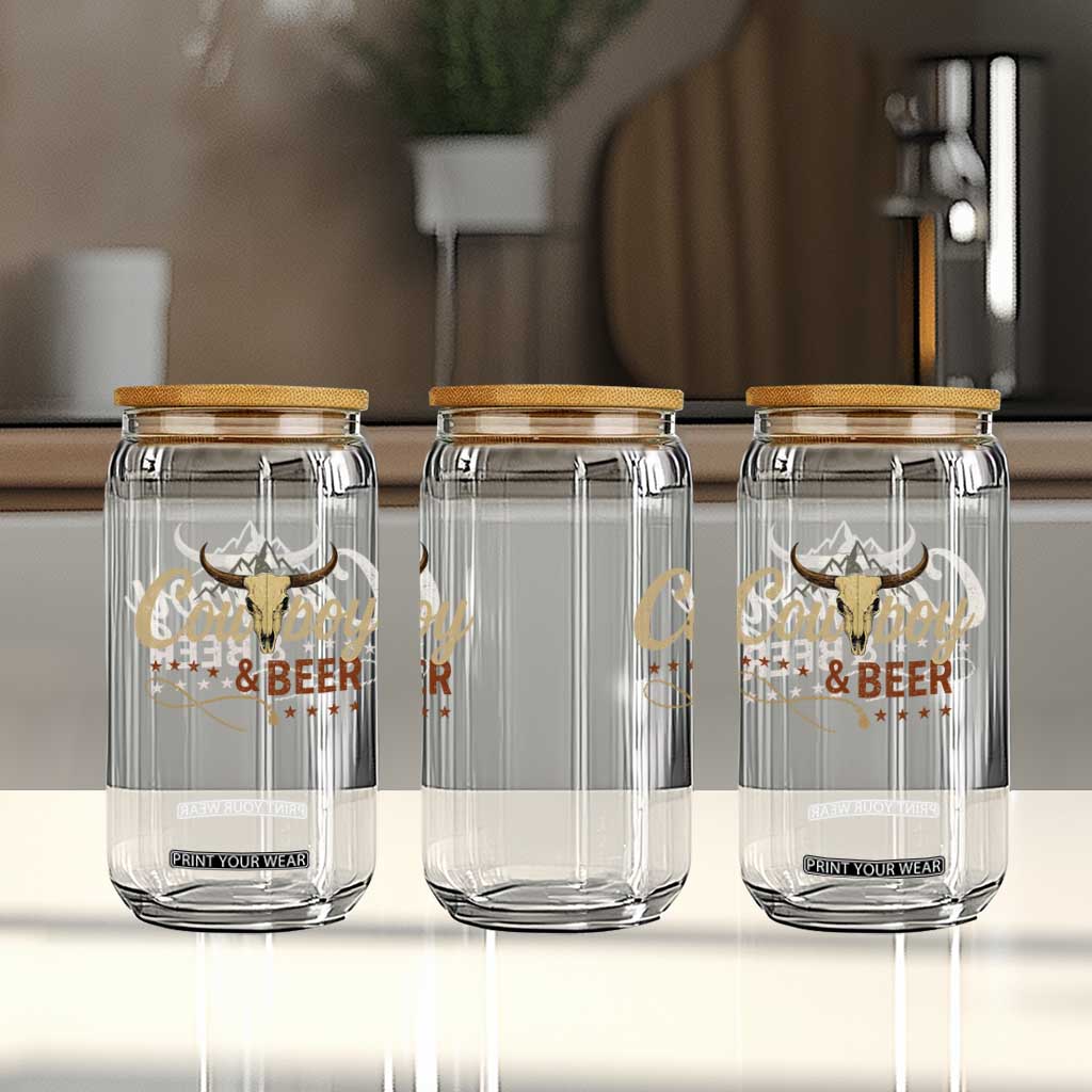 Funny Cowboy And Beer Glass Can Western Country Music Longhorn Skull TS11 Print Your Wear