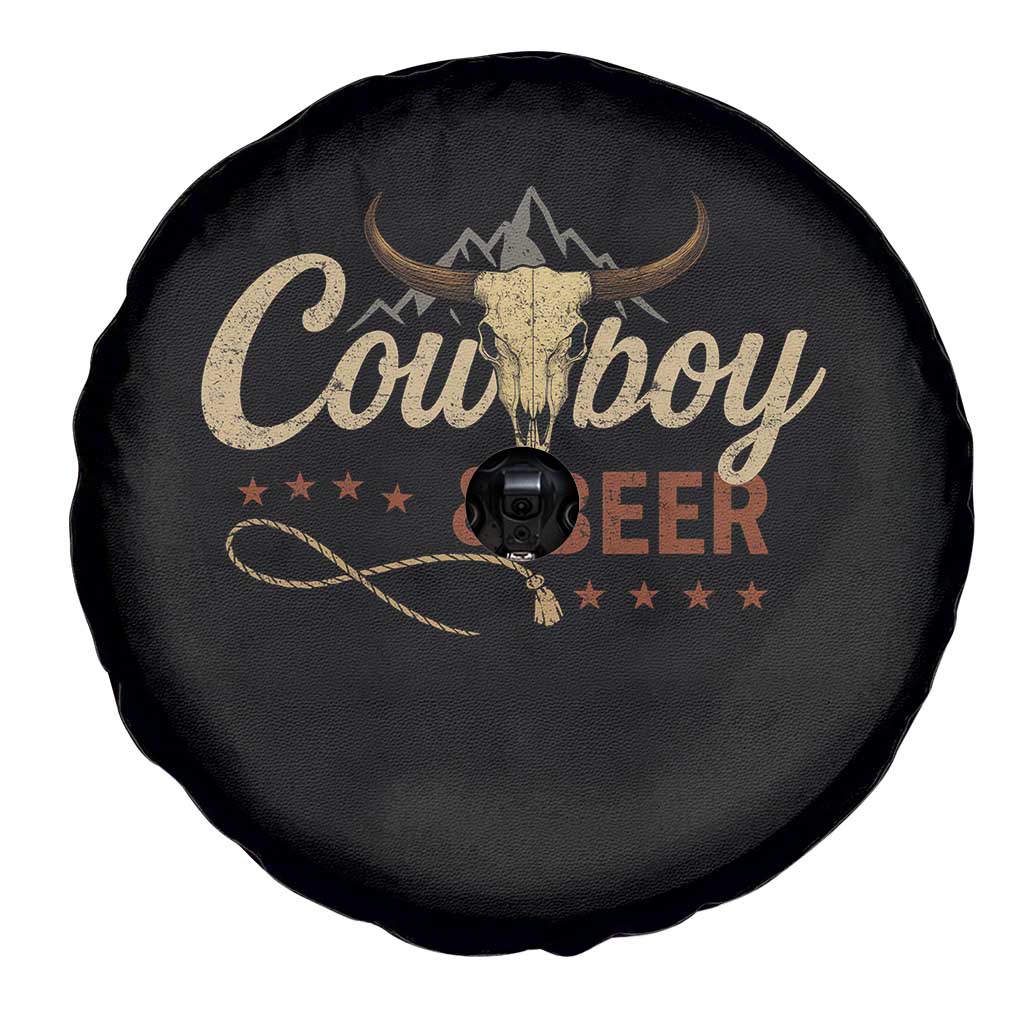 Funny Cowboy And Beer Spare Tire Cover Western Country Music Longhorn Skull TS11 Print Your Wear