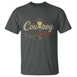 Funny Cowboy And Beer T Shirt Western Country Music Longhorn Skull TS11 Dark Heather Print Your Wear