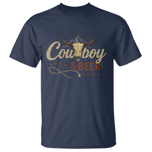Funny Cowboy And Beer T Shirt Western Country Music Longhorn Skull TS11 Navy Print Your Wear