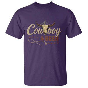 Funny Cowboy And Beer T Shirt Western Country Music Longhorn Skull TS11 Purple Print Your Wear