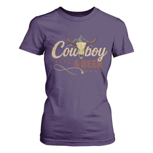 Funny Cowboy And Beer T Shirt For Women Western Country Music Longhorn Skull TS11 Purple Print Your Wear
