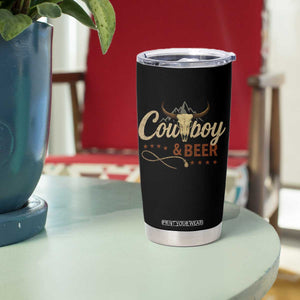 Funny Cowboy And Beer Tumbler Cup Western Country Music Longhorn Skull TS11 Print Your Wear