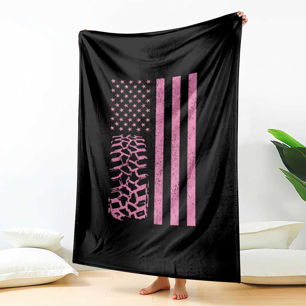 Off Road Car Wheel Vintage Pink American Flag Throw Blanket TS11 Print Your Wear
