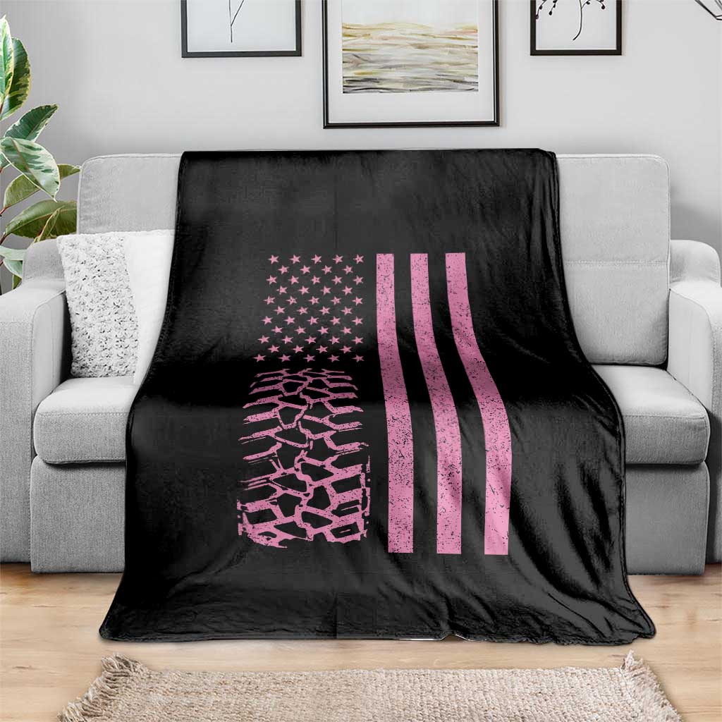 Off Road Car Wheel Vintage Pink American Flag Throw Blanket TS11 Print Your Wear