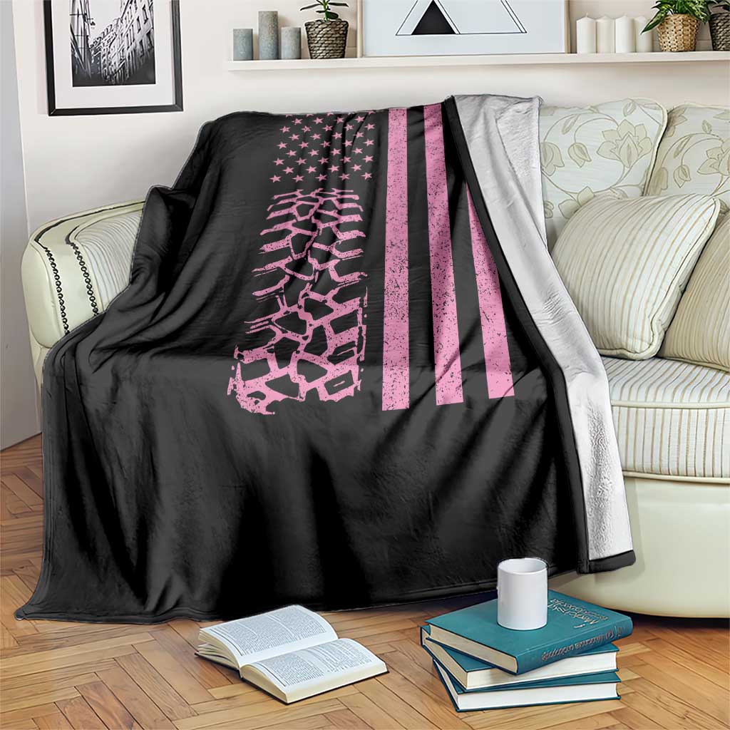 Off Road Car Wheel Vintage Pink American Flag Throw Blanket TS11 Print Your Wear