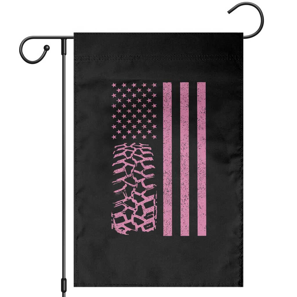 Off Road Car Wheel Vintage Pink American Flag Garden Flag TS11 Black Print Your Wear