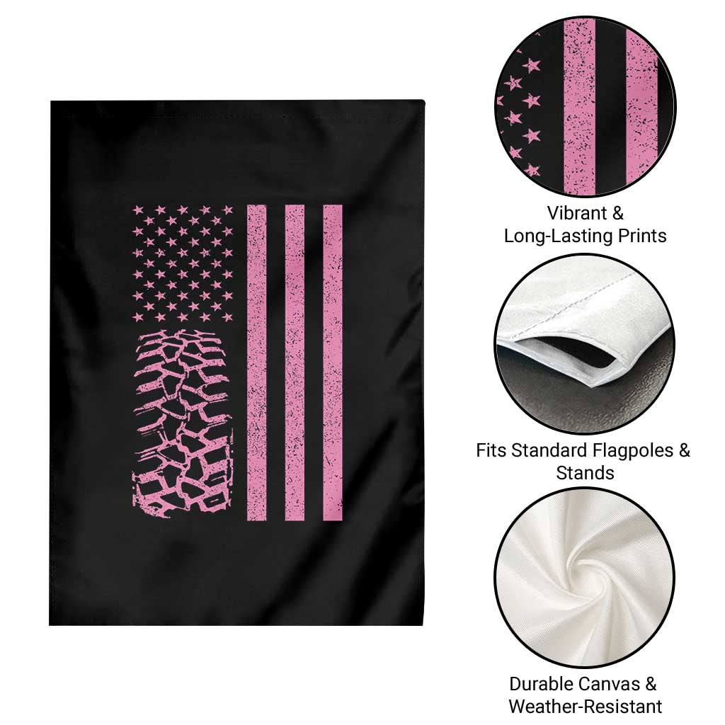 Off Road Car Wheel Vintage Pink American Flag Garden Flag TS11 Print Your Wear