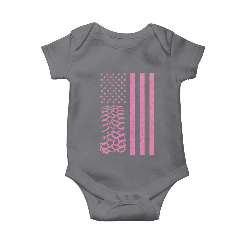 Off Road Car Wheel Vintage Pink American Flag Baby Onesie TS11 Charcoal Print Your Wear