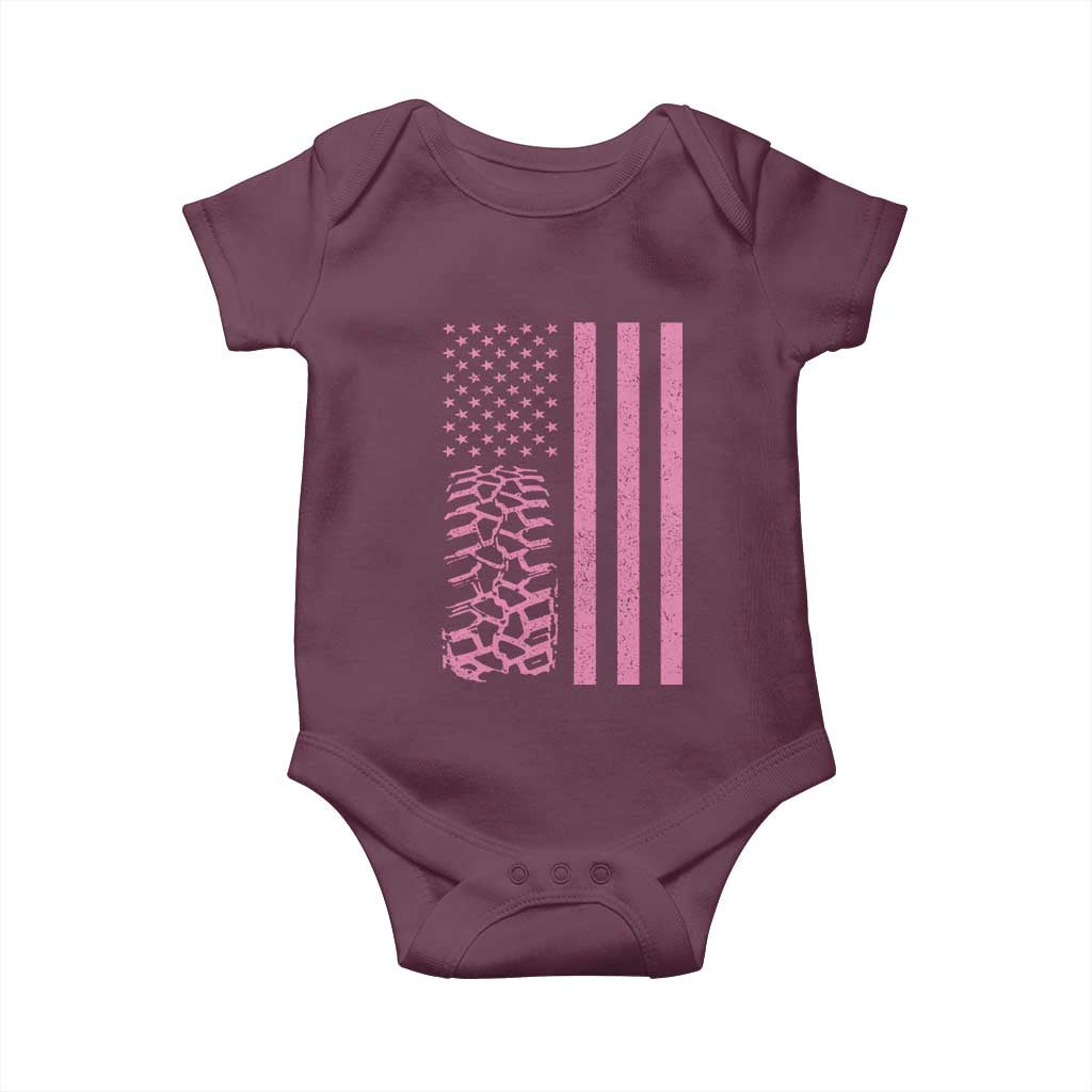 Off Road Car Wheel Vintage Pink American Flag Baby Onesie TS11 Maroon Print Your Wear