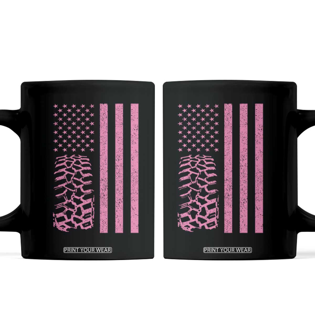 Off Road Car Wheel Vintage Pink American Flag Coffee Mug TS11 Black Print Your Wear