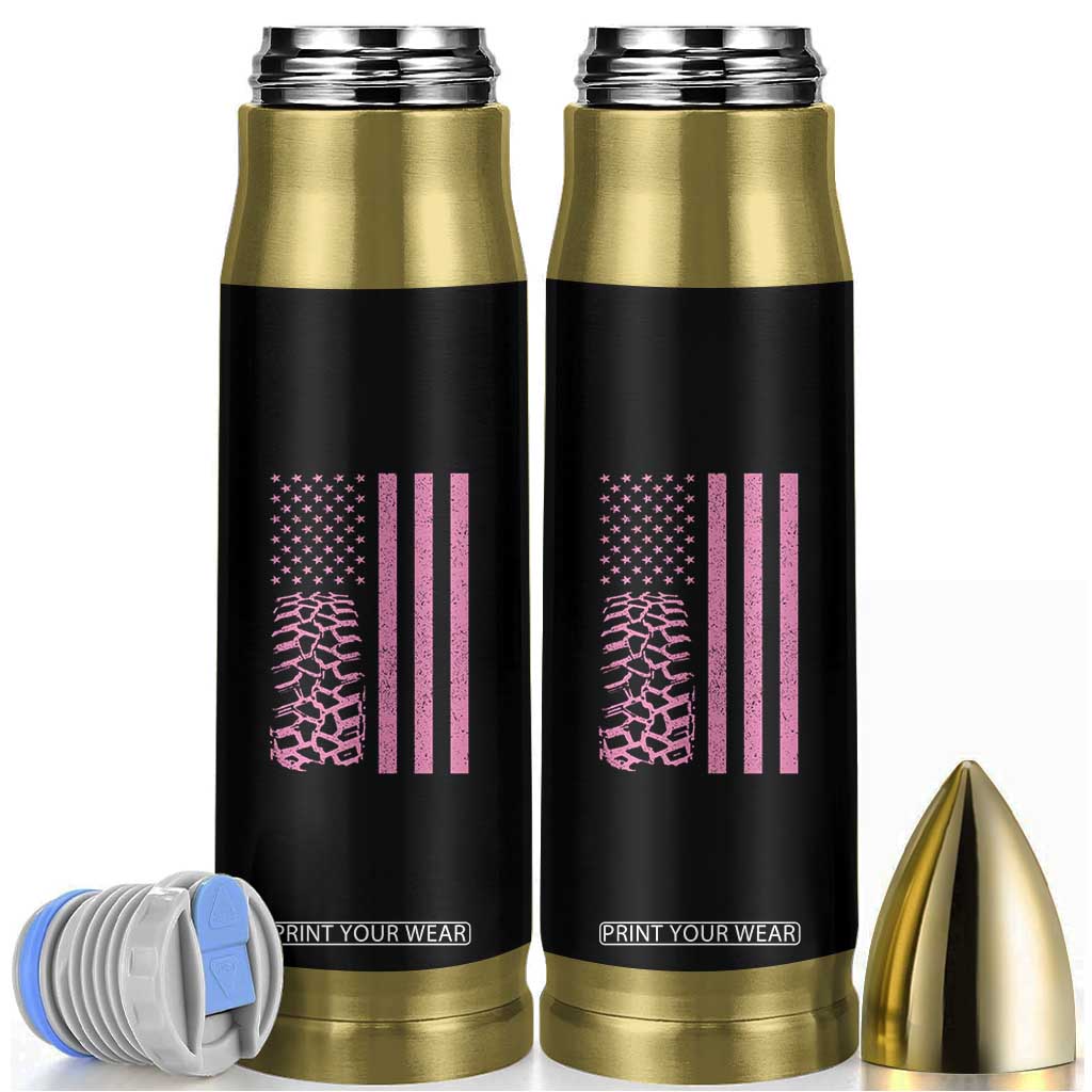 Off Road Car Wheel Vintage Pink American Flag Bullet Tumbler TS11 Black Print Your Wear