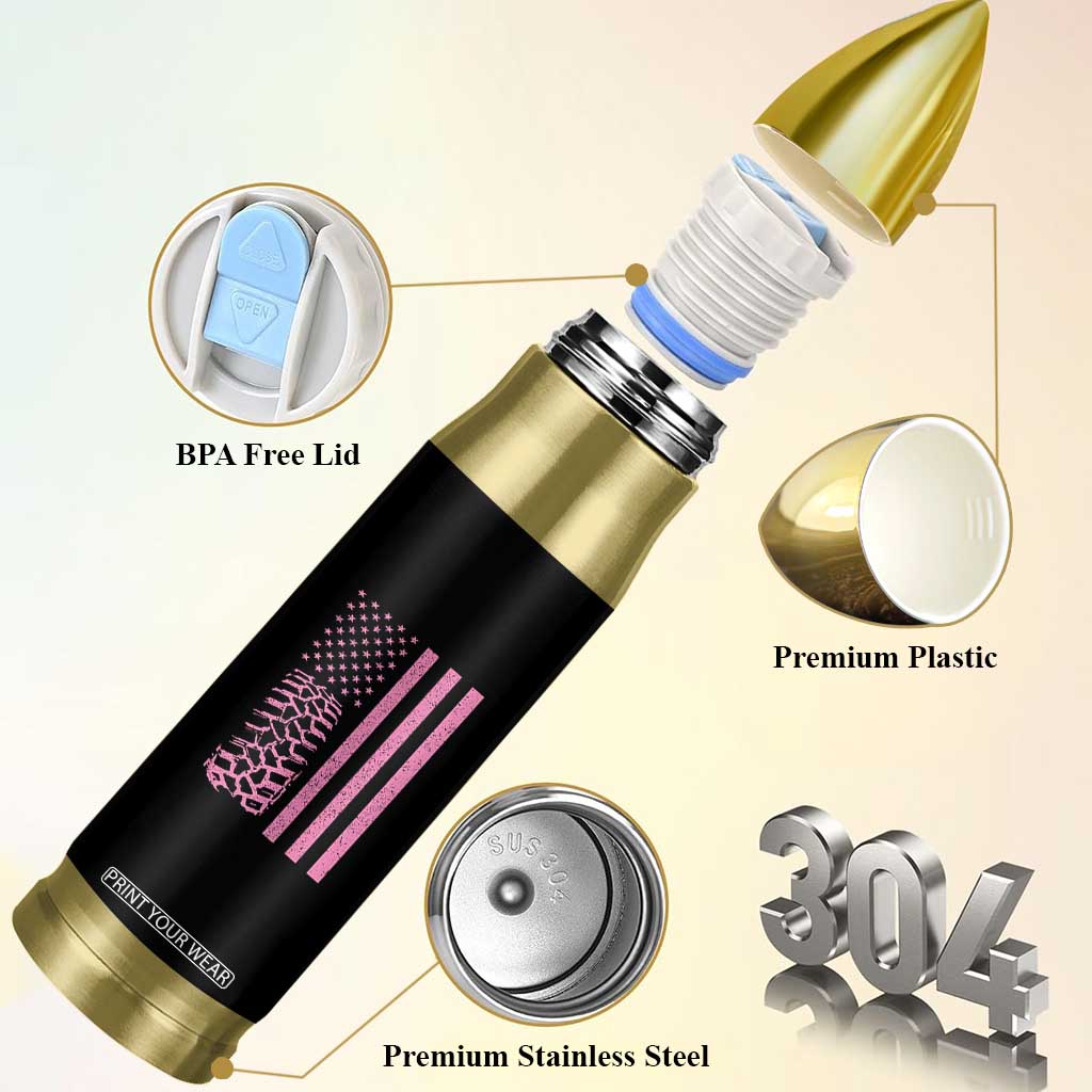 Off Road Car Wheel Vintage Pink American Flag Bullet Tumbler TS11 Print Your Wear