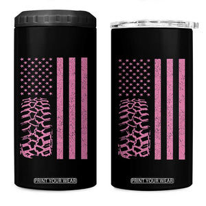 Off Road Car Wheel Vintage Pink American Flag 4 in 1 Can Cooler Tumbler TS11 One Size: 16 oz Black Print Your Wear