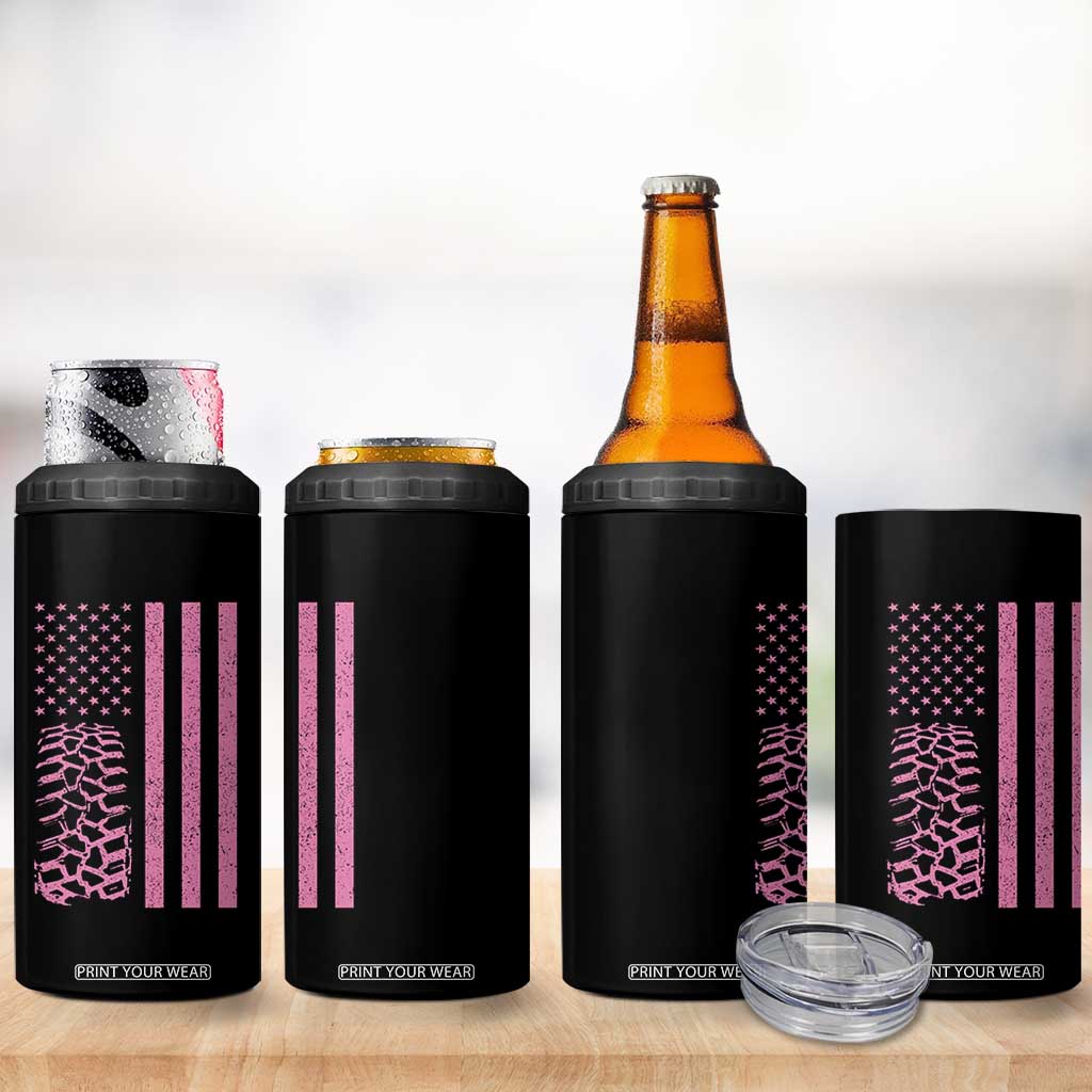Off Road Car Wheel Vintage Pink American Flag 4 in 1 Can Cooler Tumbler TS11 Print Your Wear