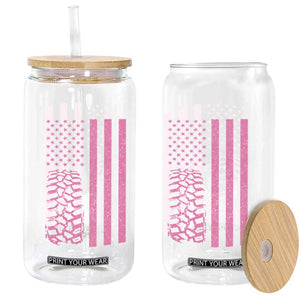Off Road Car Wheel Vintage Pink American Flag Glass Can TS11 Print Your Wear