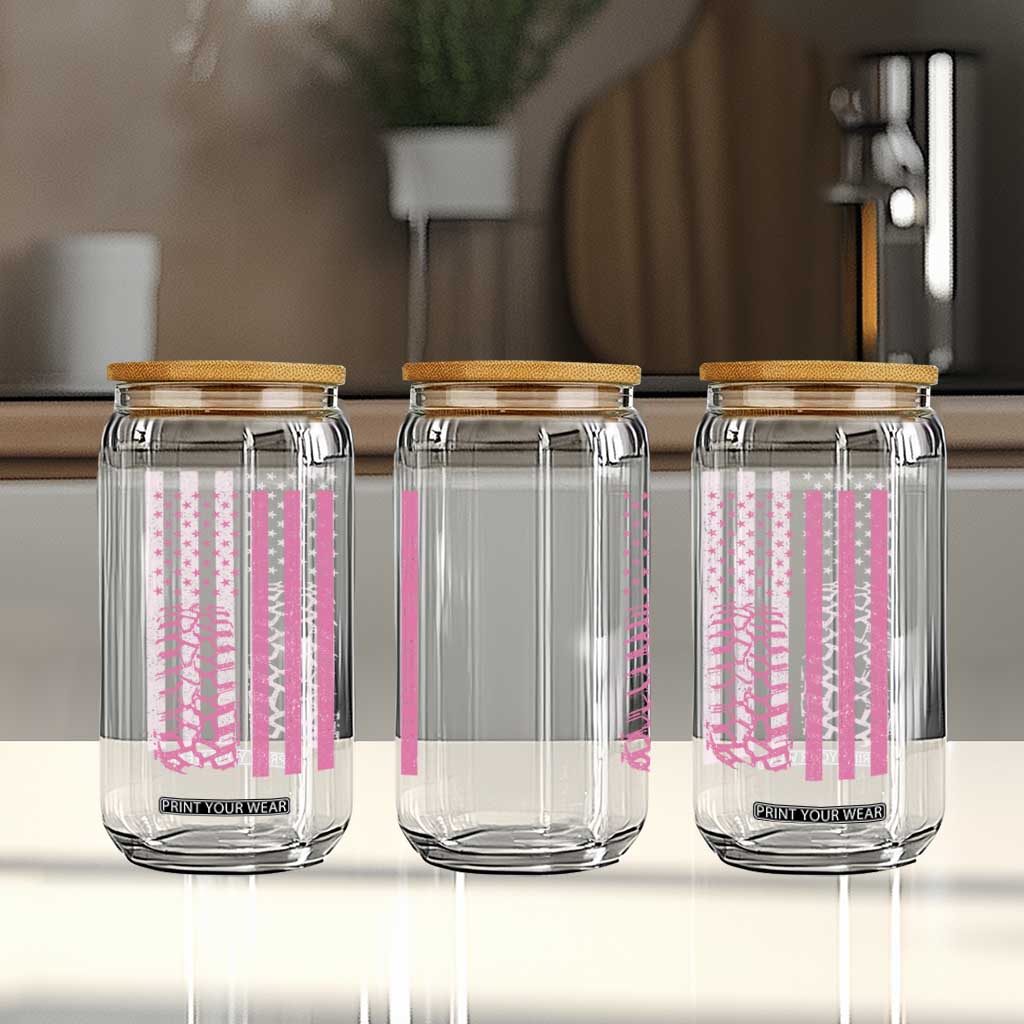 Off Road Car Wheel Vintage Pink American Flag Glass Can TS11 Print Your Wear