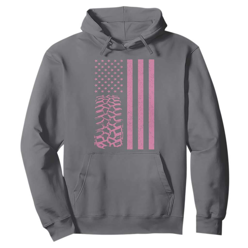 Off Road Car Wheel Vintage Pink American Flag Hoodie TS11 Charcoal Print Your Wear